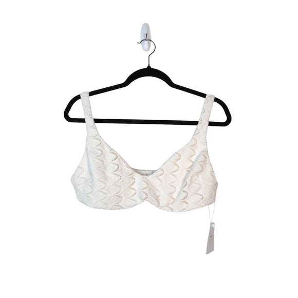 NEW Andie the Delray Swim Top Gardenia Cream Scalloped‎ Eyelet Size L Bride Soft - Picture 3 of 9